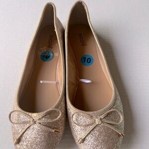 Nicole Gold Glitter Ballet Flats